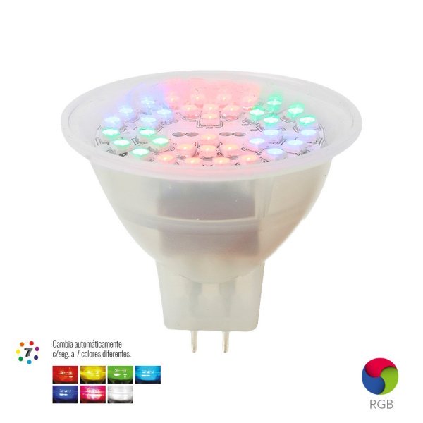 BULBO 3W/20MHRS/MULTICOLOR #MR16-SMDLED/3WRGB