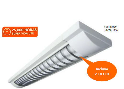 L.REJILLA LED 2X18W-T8-65K# LED-TBR218BL/A105-NYS-36W