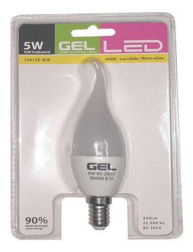 BOMB.LED VELA 5W/E14/30K #74024E-WW