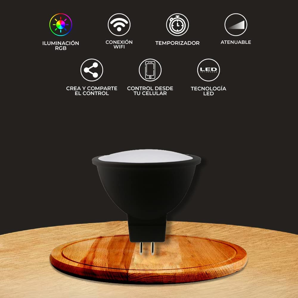 BOMBILLO LED 5W/400LM/27K-65K-RGB ATEN SMART# 5MR16LEDV35TCRGBNW - Imagen 2