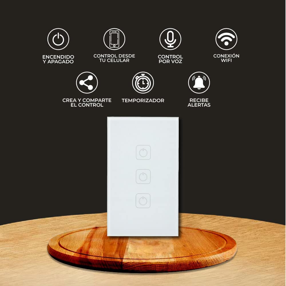 APAGADOR TRIPLE WIFI 0.3W/10A/2100W/110-240V#TSWIM3MVBTCWSN - Imagen 2
