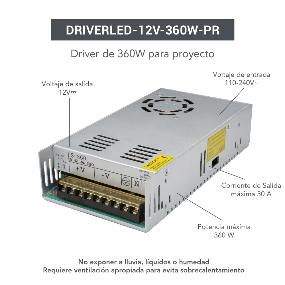 DRIVER LED 12V DC/360W IP20 # DRIVERLED-12V-360W-PR-S