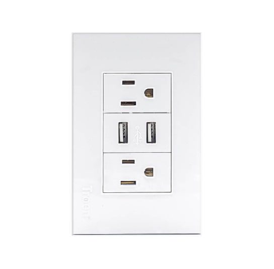 TOMACORRIENTE DOBLE + 2USB 15A 125V # A136-ETW-6C2U