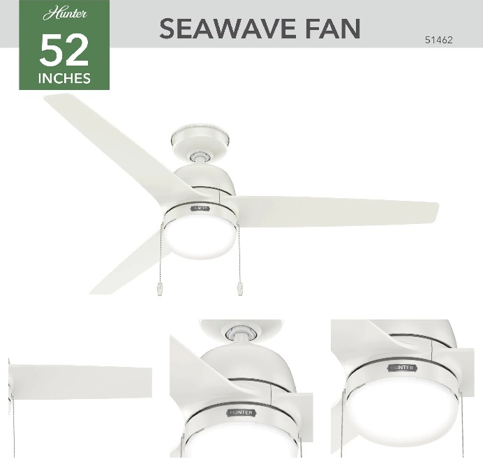 ABANICO SEAWAVE 5907CFM 2XE27/800LM/30K 52"# 51462 - Imagen 2