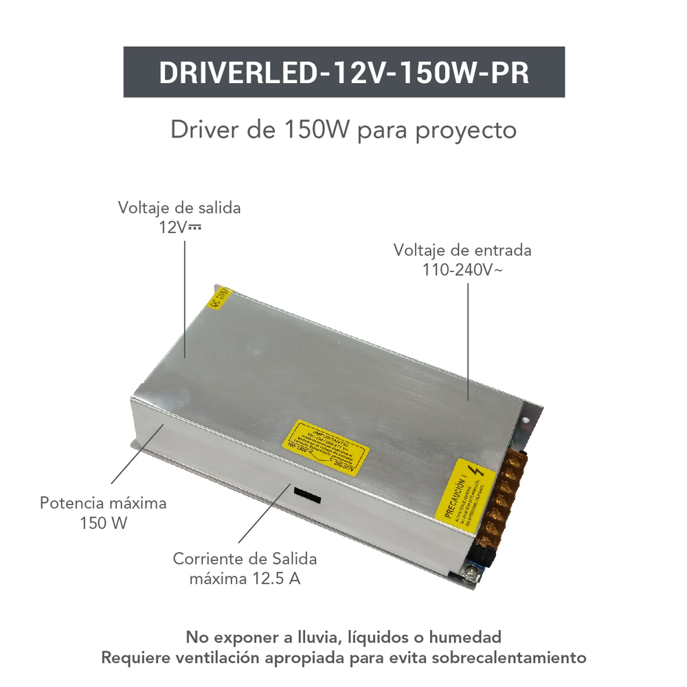 DRIVER LED 12V/150W IP20# DRIVERLED-12V-150W-PR-S