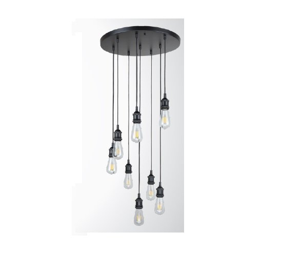 LAMPARA VINTAGE 8XE27 40CMX250CM NE # CV0408P-8