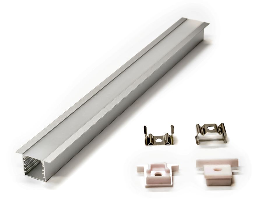 PERFIL ALUMINIO 1MX1.4X2.2CM P/CINTA LED # PRO-01-5M