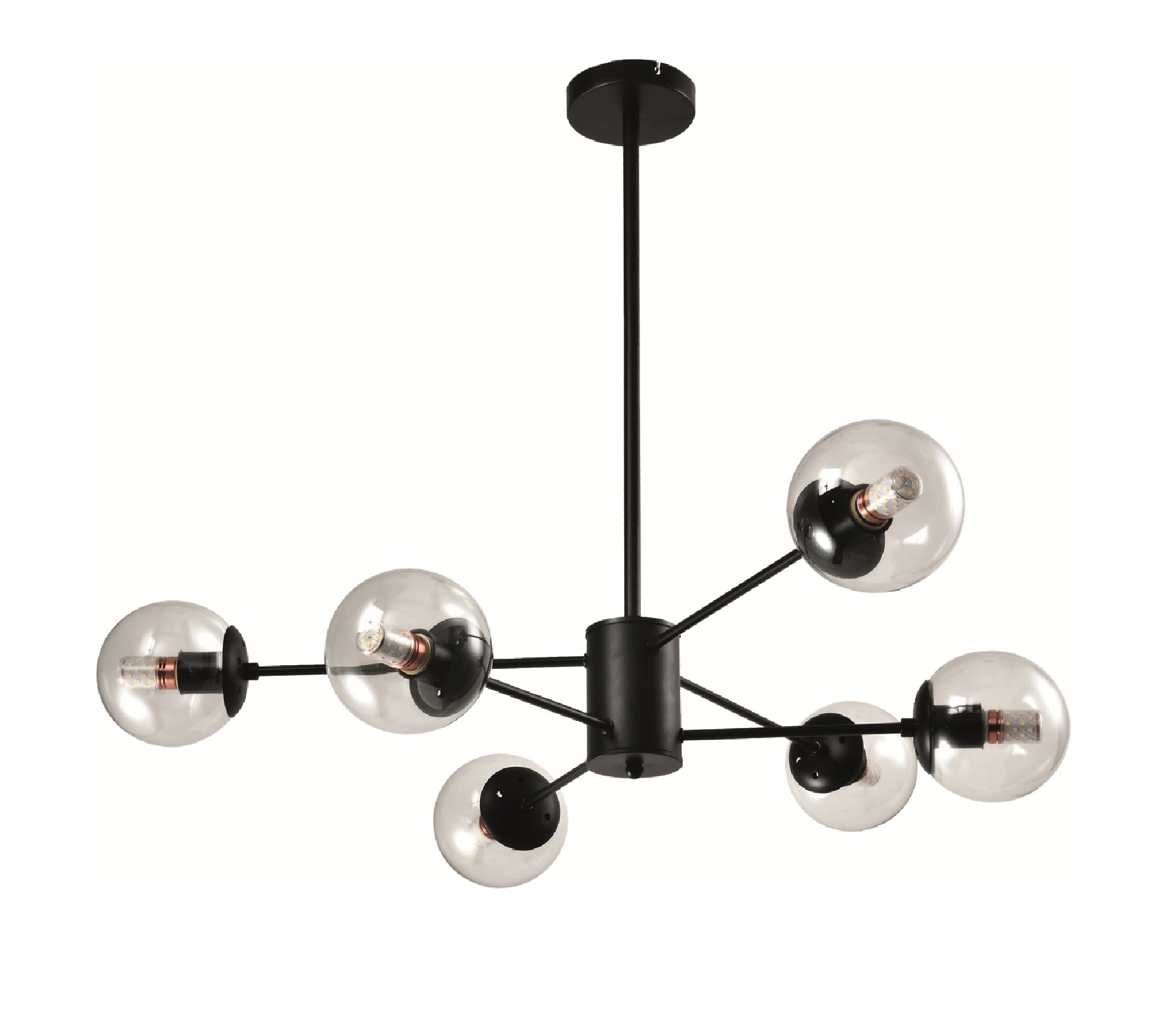 LAMPARA GLOBOS 6XE27 80X12X65.5CM NE # DI-330-BK-Z