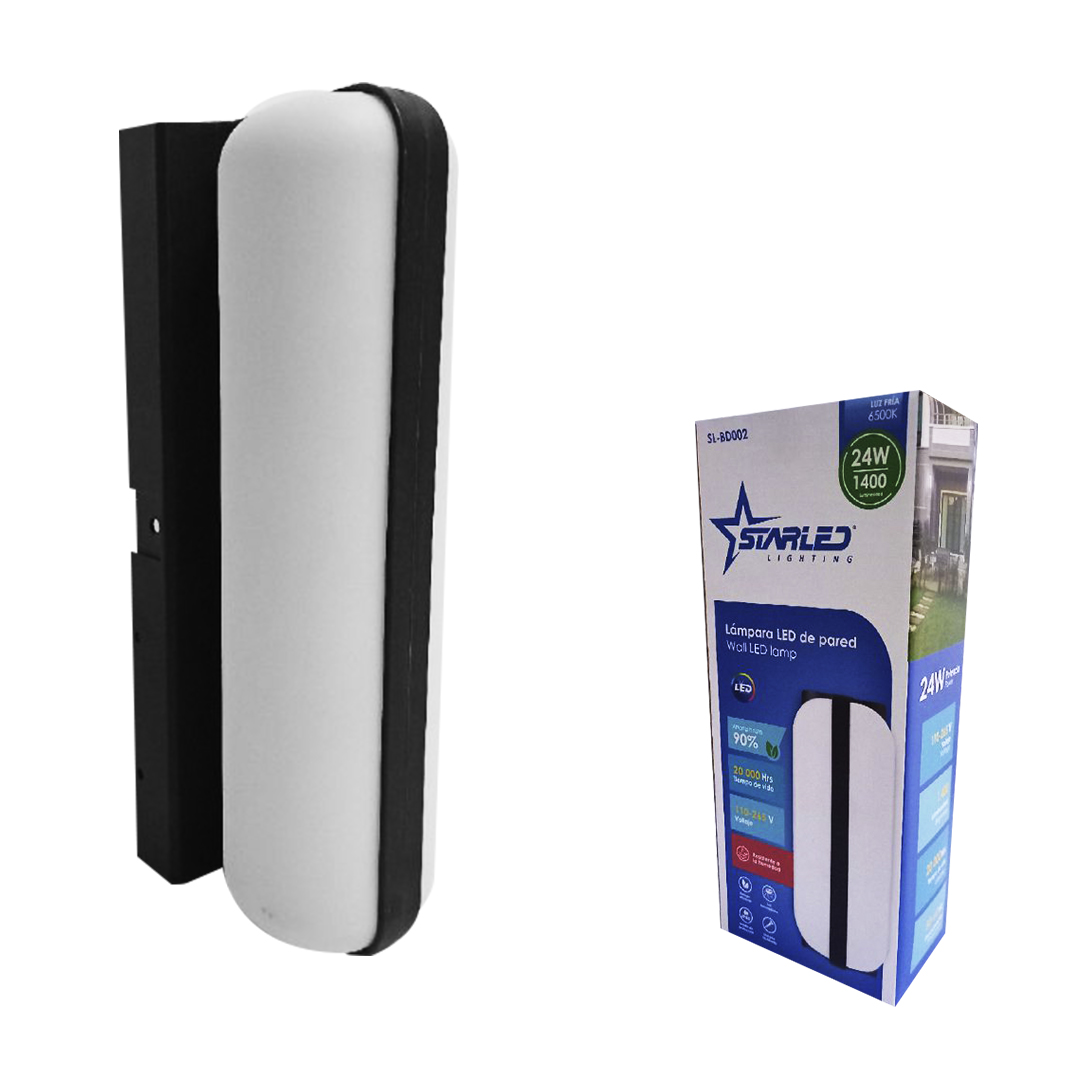 APLIQUE PARED LED 24W/1400LM/65K IP65 # SL-BD002