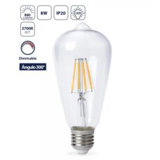 BOMBILLO VINTAGE CLEAR 8W/880LM/27K # BFST64-02-8W-27KDIM-Z