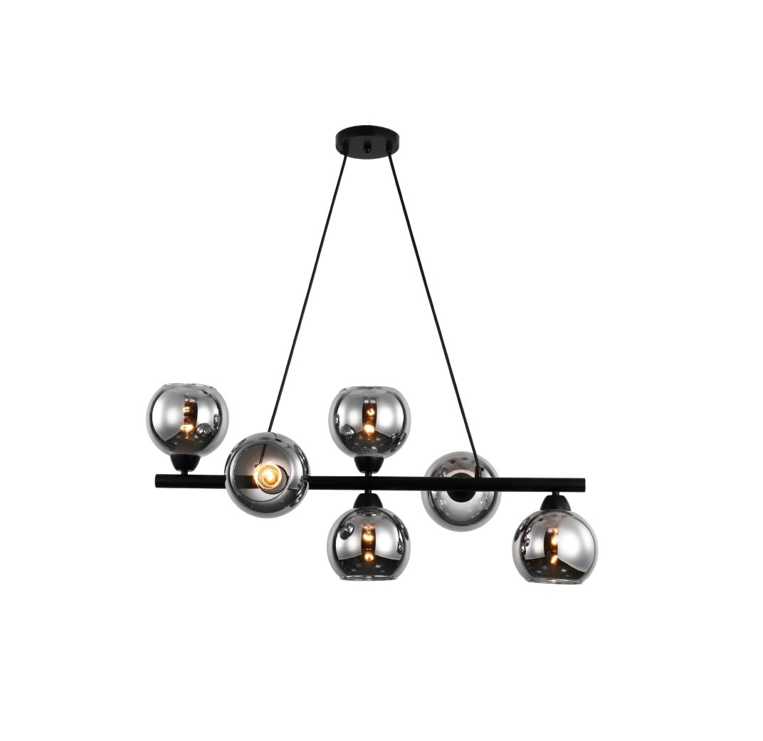 COLGANTE 6XE27 SMOKE 82X35X95CM # DI-200-BK-Z